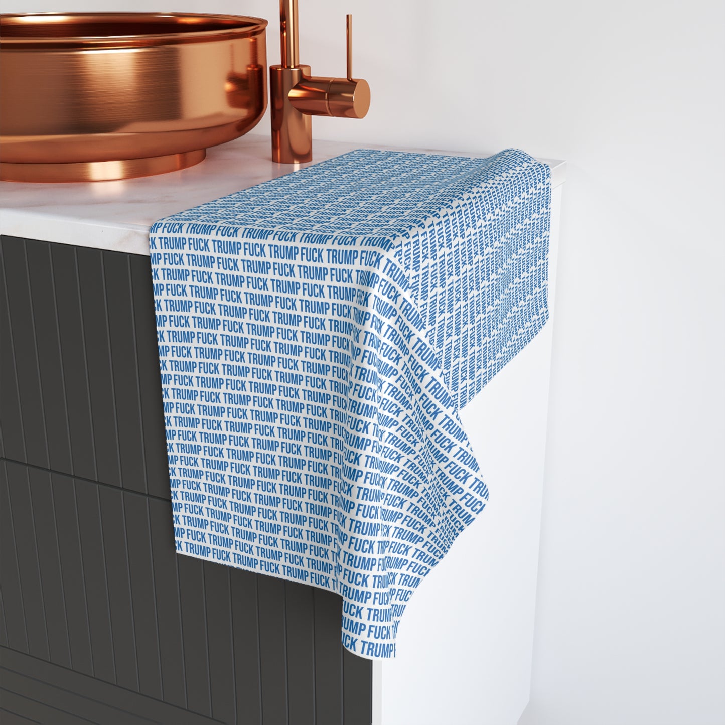 FUCK TRUMP HAND TOWEL BLUE