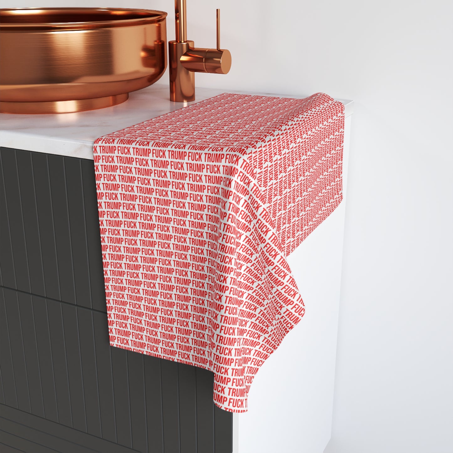 FUCK TRUMP HAND TOWEL RED