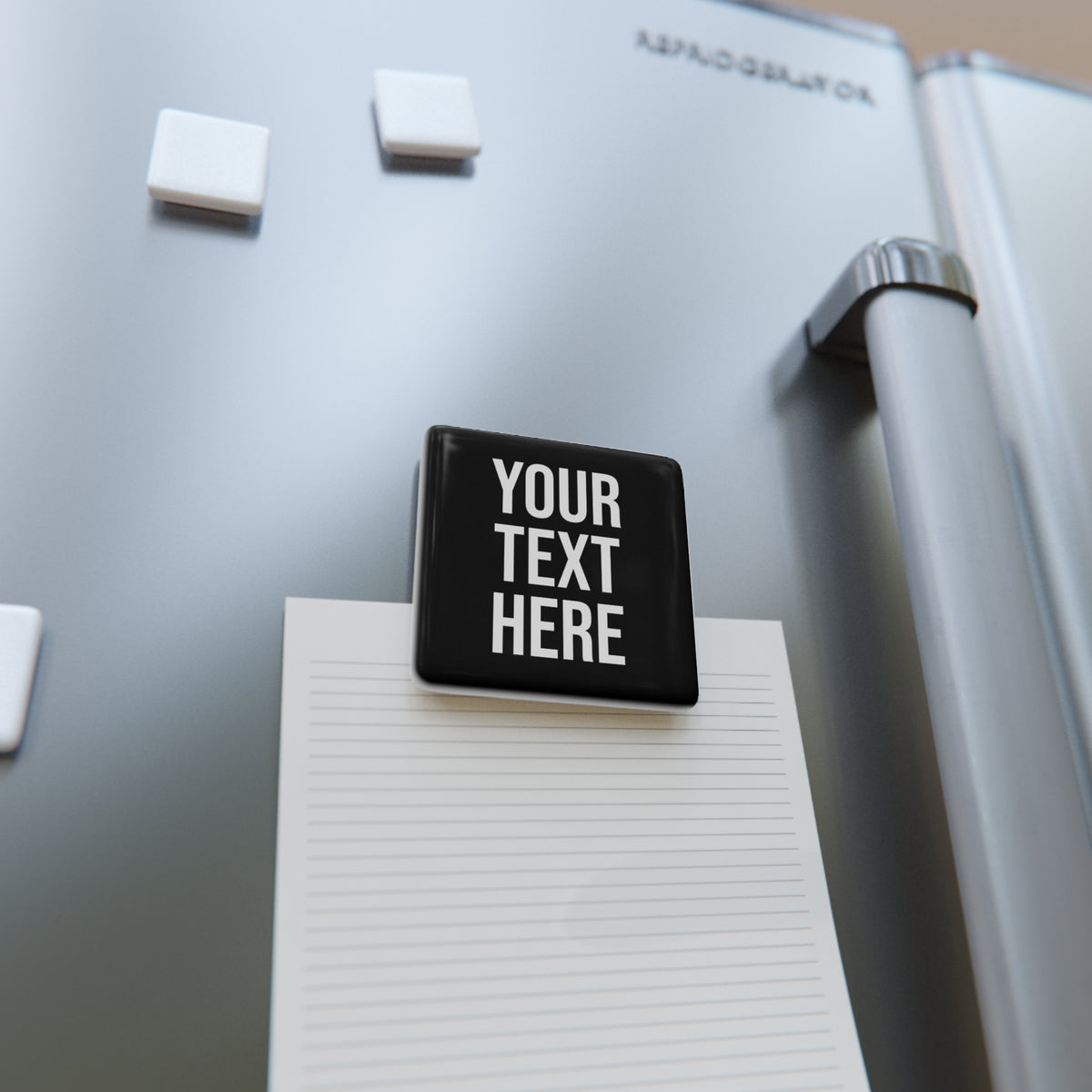 PERSONALIZED TEXT SQUARE PORCELAIN MAGNET BLACK + WHITE