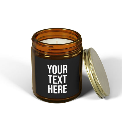 PERSONALIZED TEXT LABEL GOLD LID 4 OZ/9 OZ CLEAR/AMBER BLACK + WHITE