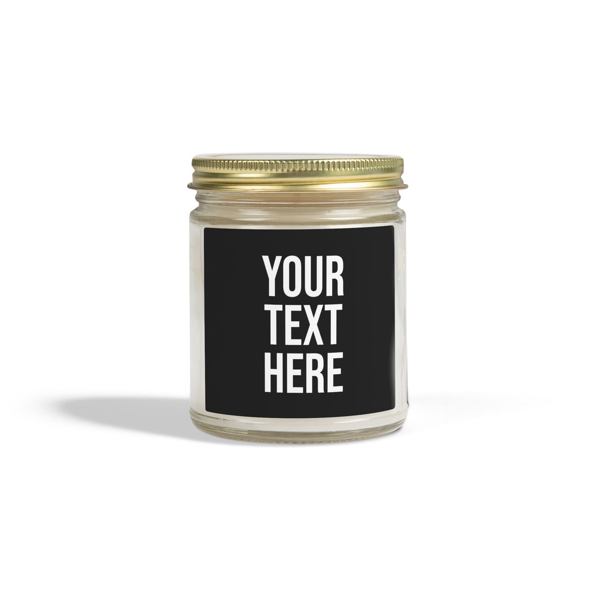 PERSONALIZED TEXT LABEL GOLD LID 4 OZ/9 OZ CLEAR/AMBER BLACK + WHITE