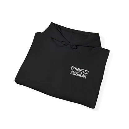 EXHAUSTED AMERICAN ALL-GENDER EMBROIDERED HOODIE
