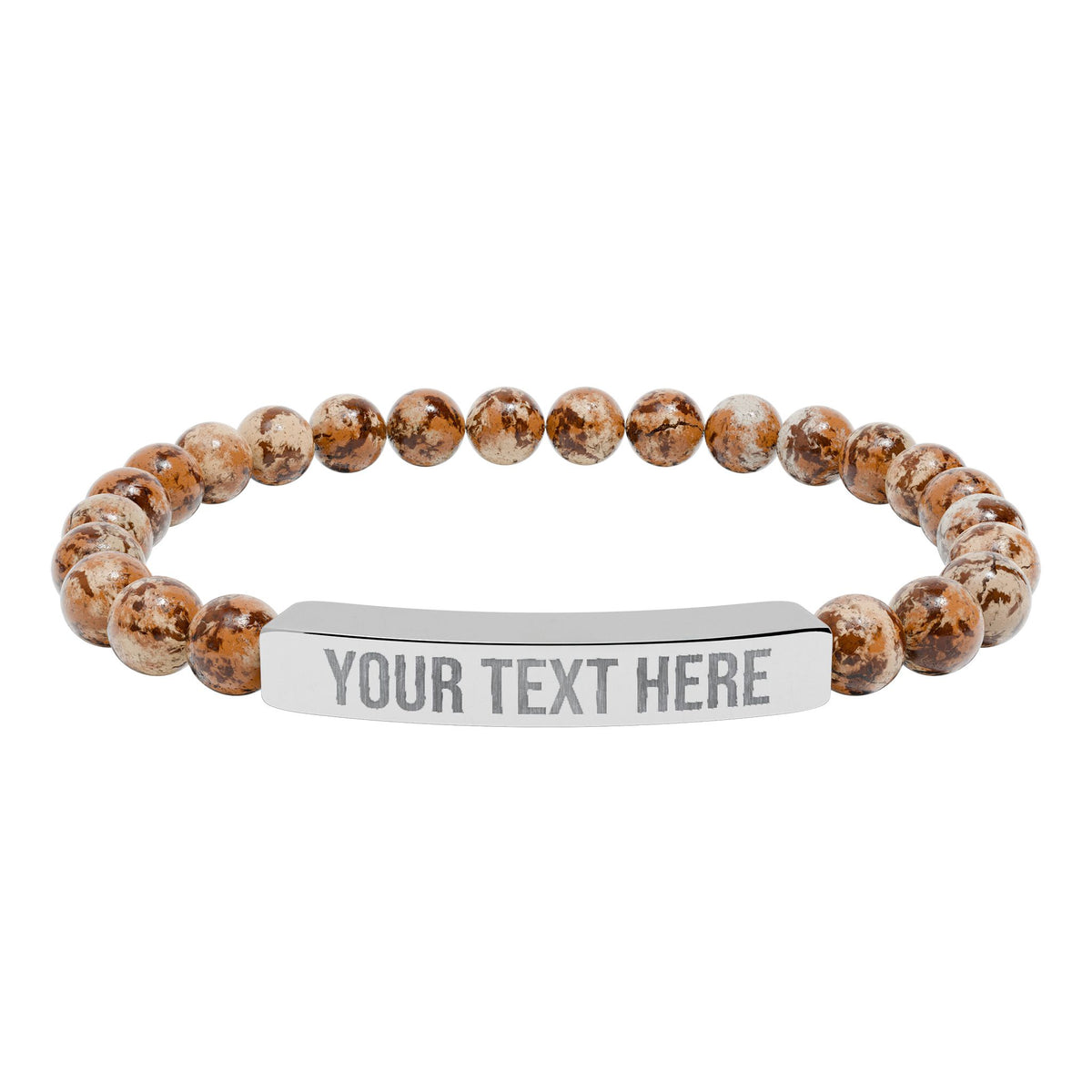 PERSONALIZED TEXT ENGRAVED NATURAL STONE BAR BRACELET