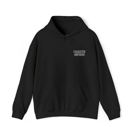 EXHAUSTED AMERICAN ALL-GENDER EMBROIDERED HOODIE