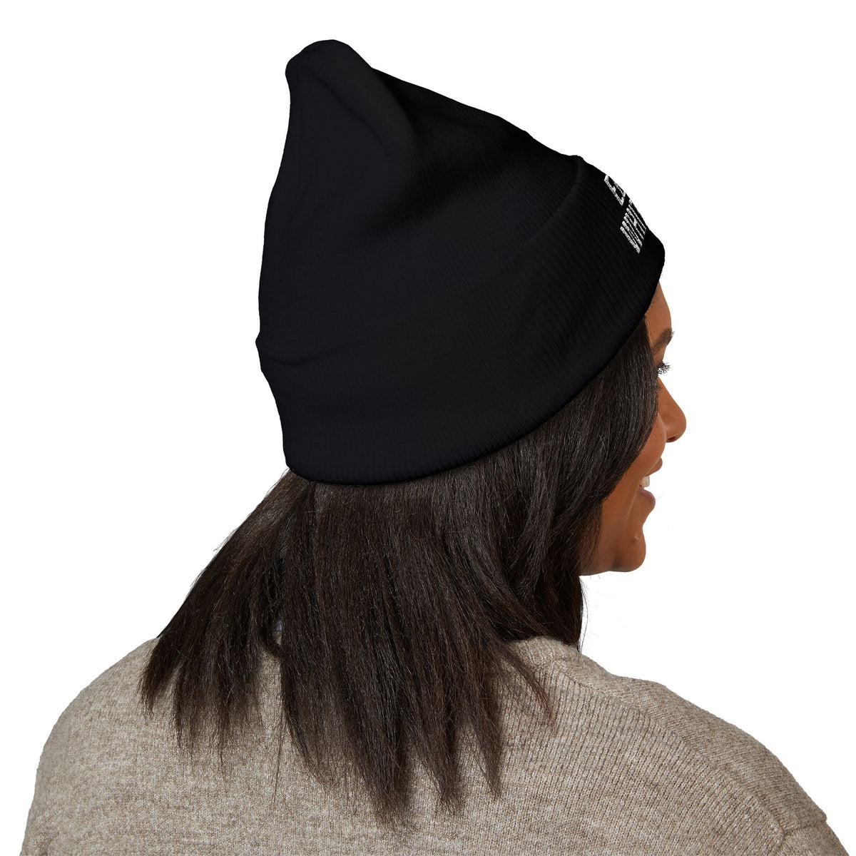 ELDERLY WHITE HIPPIE EMBROIDERED CUFFED BEANIE