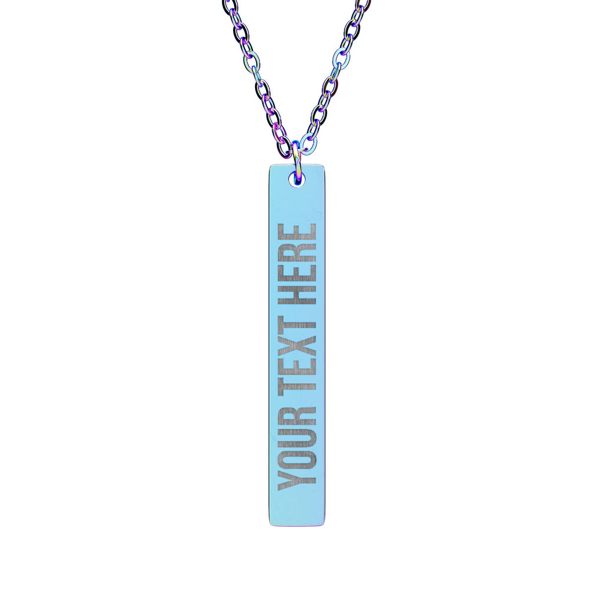 PERSONALIZED TEXT ENGRAVED VERTICAL BAR NECKLACE