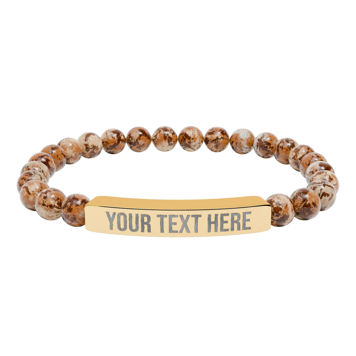 PERSONALIZED TEXT ENGRAVED NATURAL STONE BAR BRACELET