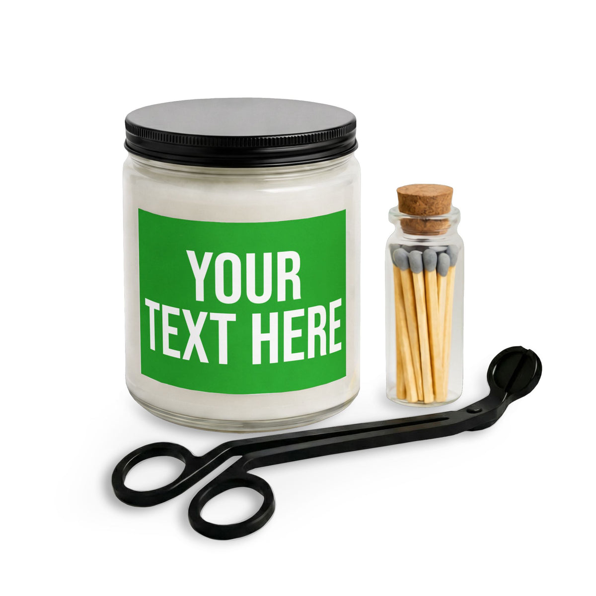 PERSONALIZED TEXT LABEL GIFT SET GREEN + WHITE