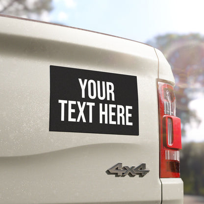 PERSONALIZED TEXT CAR MAGNET BLACK + WHITE