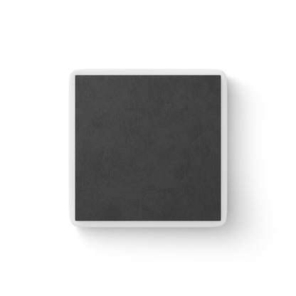 PERSONALIZED TEXT SQUARE PORCELAIN MAGNET BLACK + WHITE