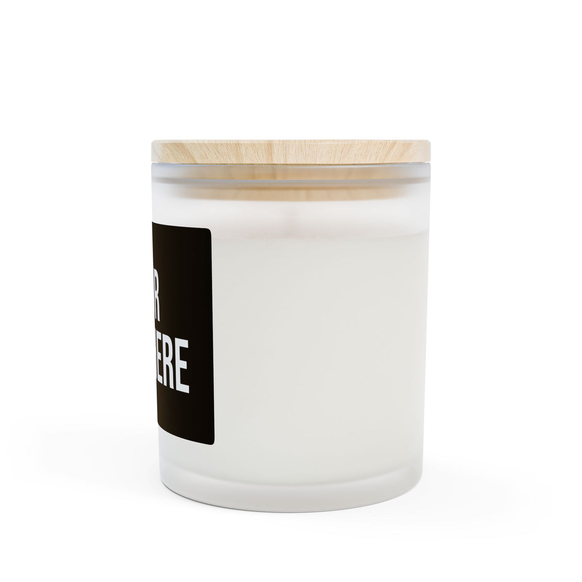 PERSONALIZED TEXT LABEL WOOD WICK MAPLE LID 11 OZ BLACK + WHITE