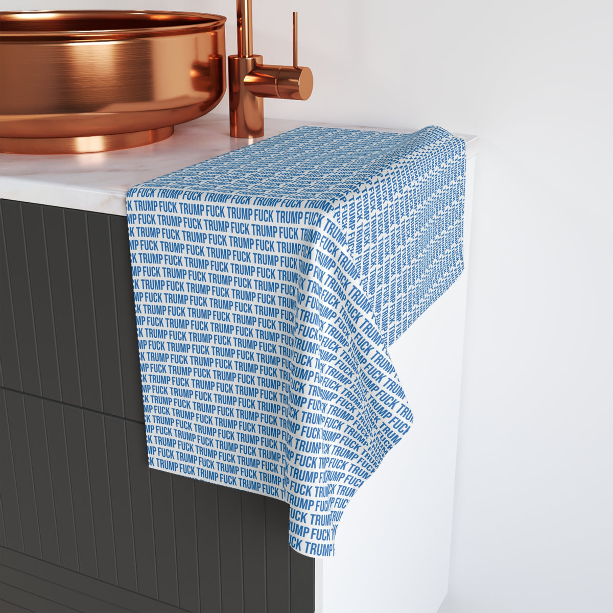 FUCK TRUMP HAND TOWEL BLUE