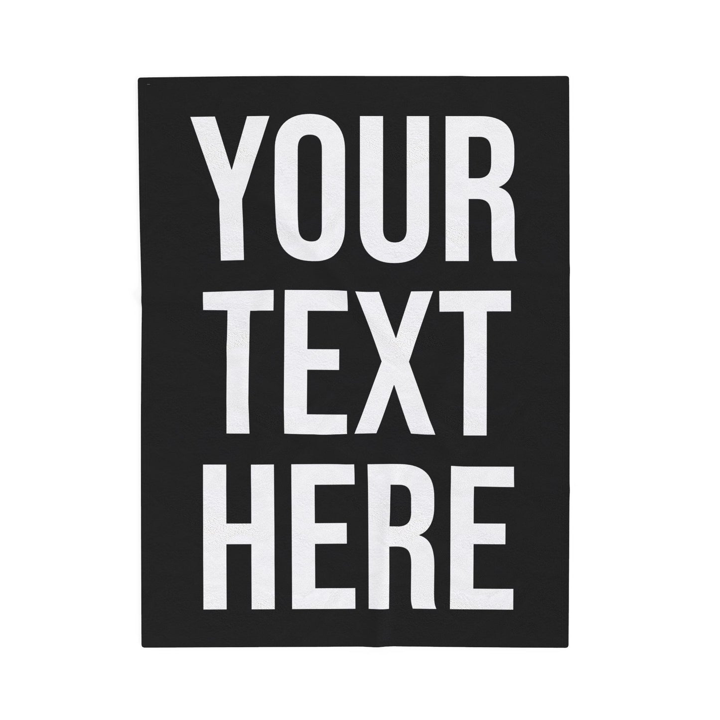 PERSONALIZED TEXT VELVETEEN PLUSH BLANKET BLACK + WHITE