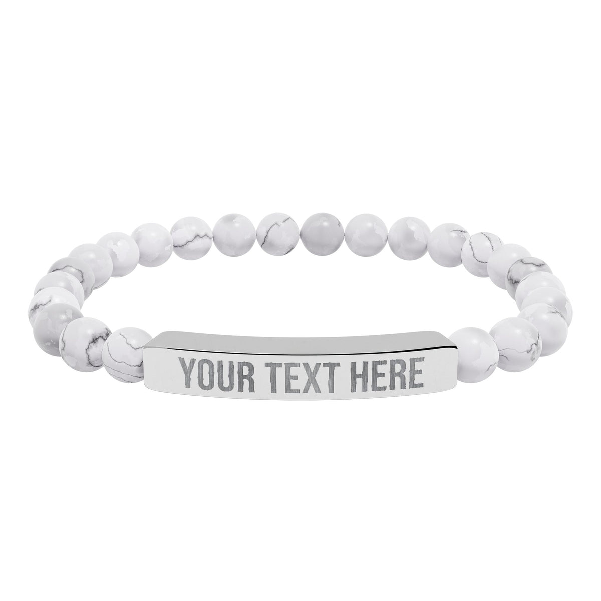 PERSONALIZED TEXT ENGRAVED NATURAL STONE BAR BRACELET