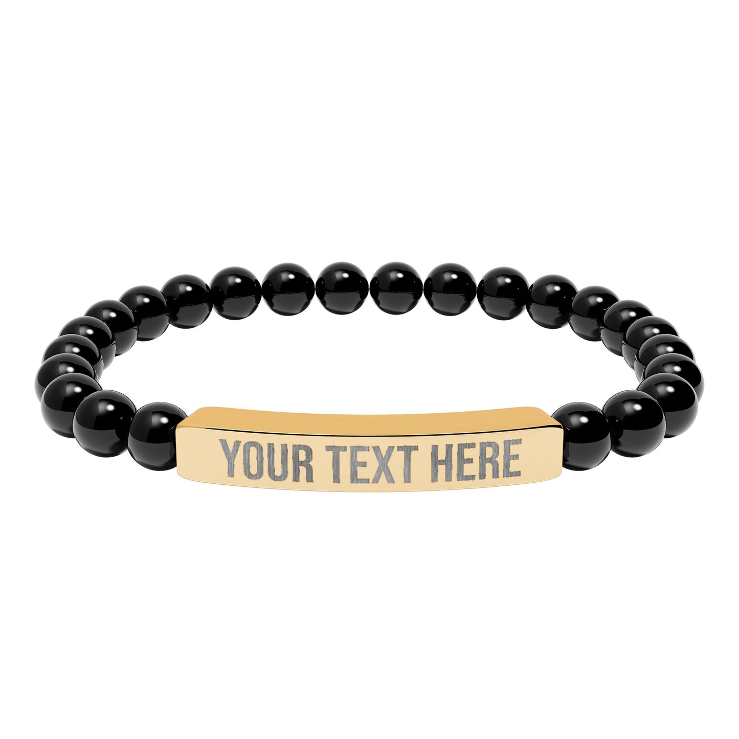 PERSONALIZED TEXT ENGRAVED NATURAL STONE BAR BRACELET