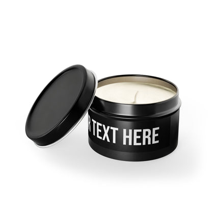 PERSONALIZED TEXT LABEL TIN BLACK + WHITE