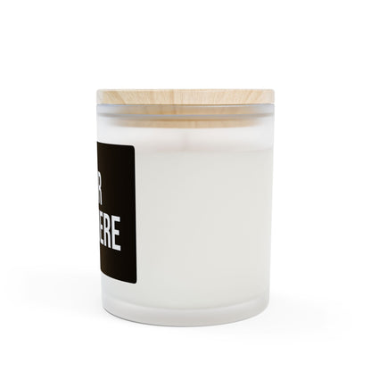 PERSONALIZED TEXT LABEL WOOD WICK MAPLE LID 11 OZ BLACK + WHITE