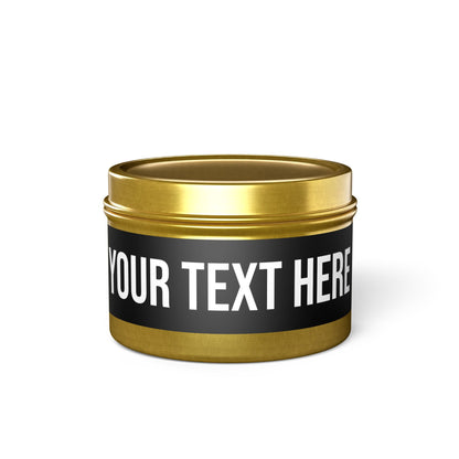 PERSONALIZED TEXT LABEL TIN BLACK + WHITE
