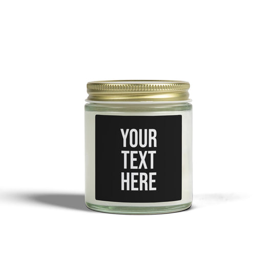 PERSONALIZED TEXT LABEL GOLD LID 4 OZ/9 OZ CLEAR/AMBER BLACK + WHITE