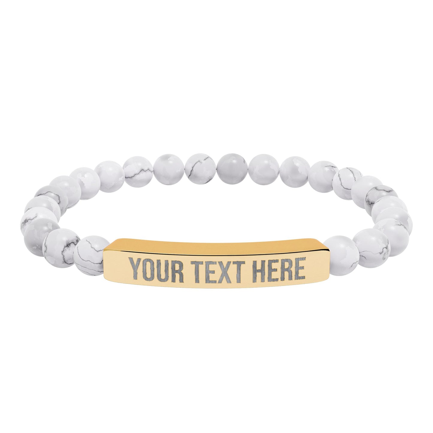 PERSONALIZED TEXT ENGRAVED NATURAL STONE BAR BRACELET