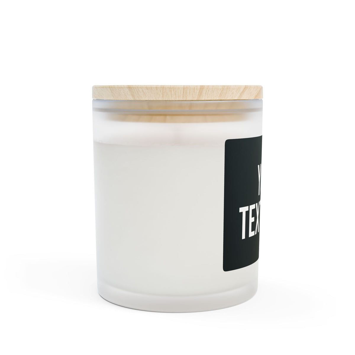 PERSONALIZED TEXT LABEL WOOD WICK MAPLE LID 11 OZ BLACK + WHITE