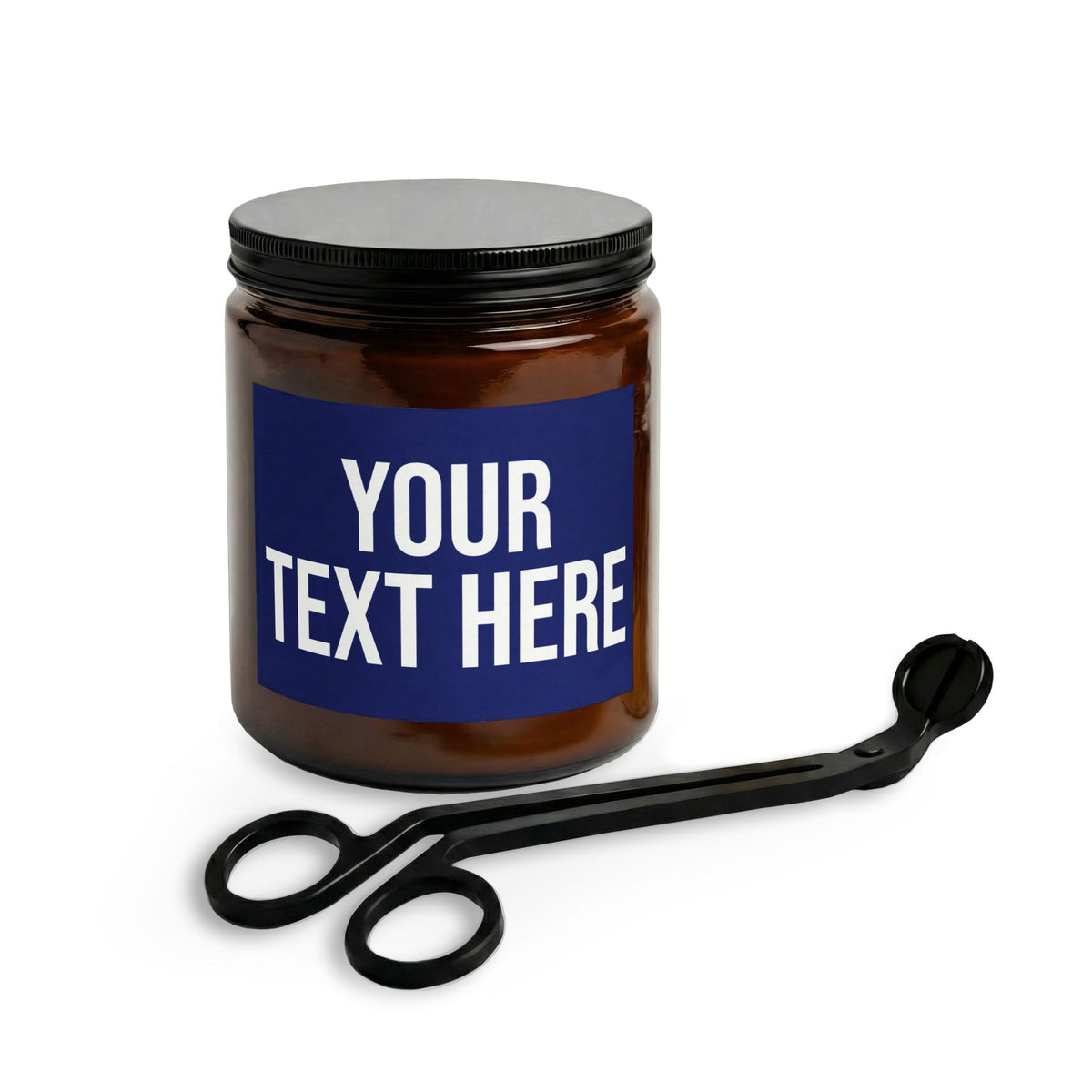 PERSONALIZED TEXT LABEL GIFT SET 4 OZ/9 OZ CLEAR/AMBER BLUE + WHITE