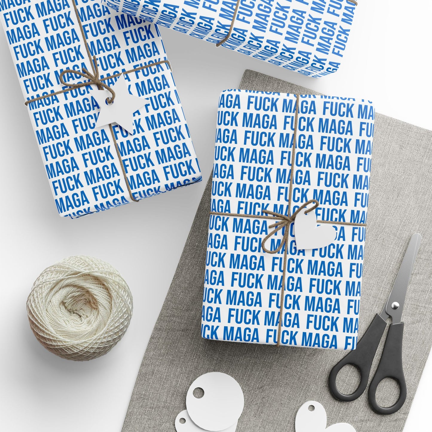 FUCK MAGA WRAPPING PAPER BLUE