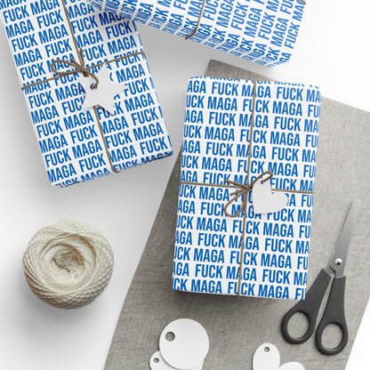 FUCK MAGA WRAPPING PAPER BLUE