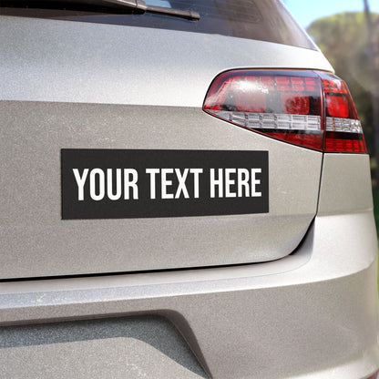 PERSONALIZED TEXT CAR MAGNET BLACK + WHITE