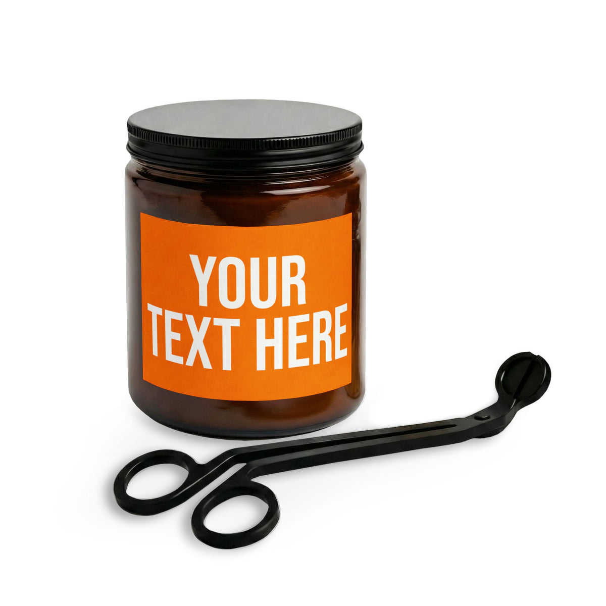 PERSONALIZED TEXT LABEL GIFT SET 4 OZ/9 OZ CLEAR/AMBER ORANGE + WHITE