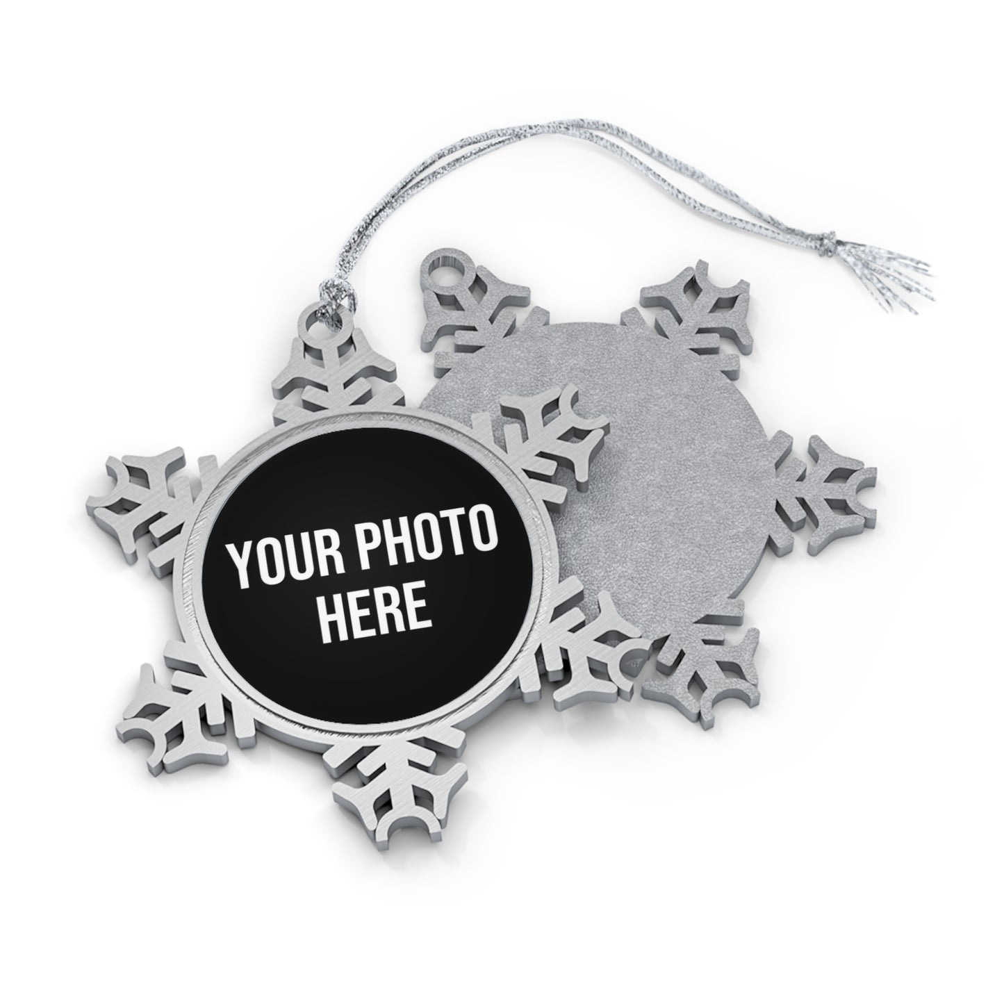 PERSONALIZED PHOTO PEWTER SNOWFLAKE ORNAMENT