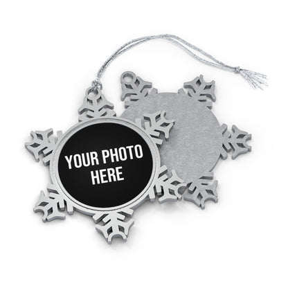 PERSONALIZED PHOTO PEWTER SNOWFLAKE ORNAMENT