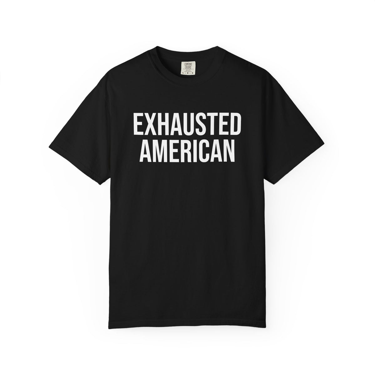 EXHAUSTED AMERICAN ALL-GENDER TEE