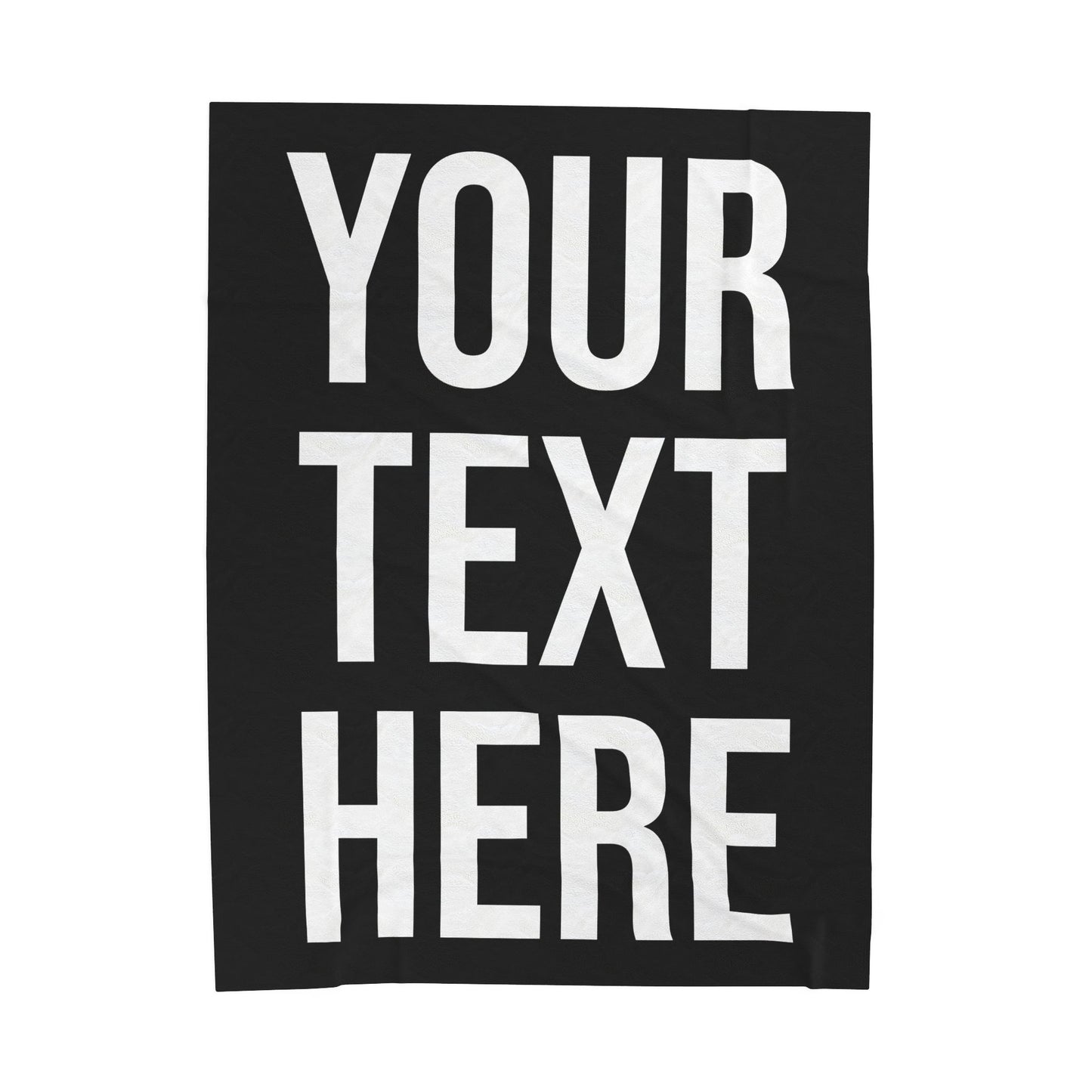 PERSONALIZED TEXT VELVETEEN PLUSH BLANKET BLACK + WHITE
