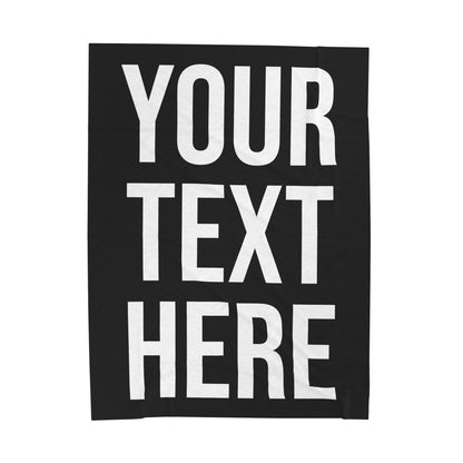 PERSONALIZED TEXT VELVETEEN PLUSH BLANKET BLACK + WHITE