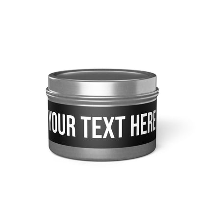 PERSONALIZED TEXT LABEL TIN BLACK + WHITE
