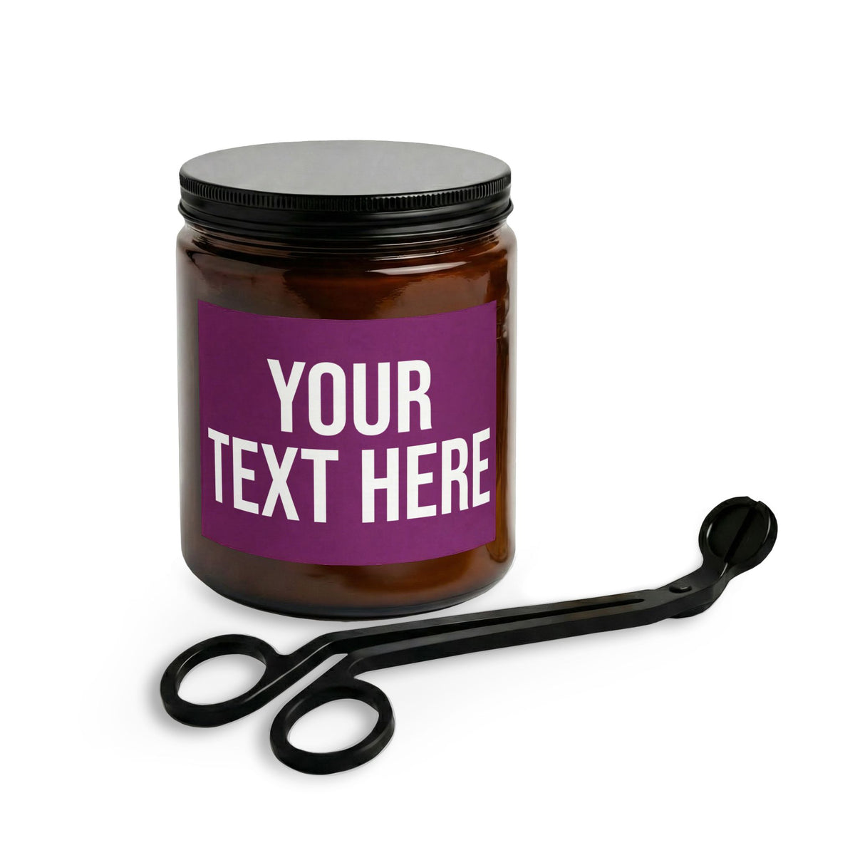 PERSONALIZED TEXT LABEL GIFT SET 4 OZ/9 OZ CLEAR/AMBER PURPLE + WHITE