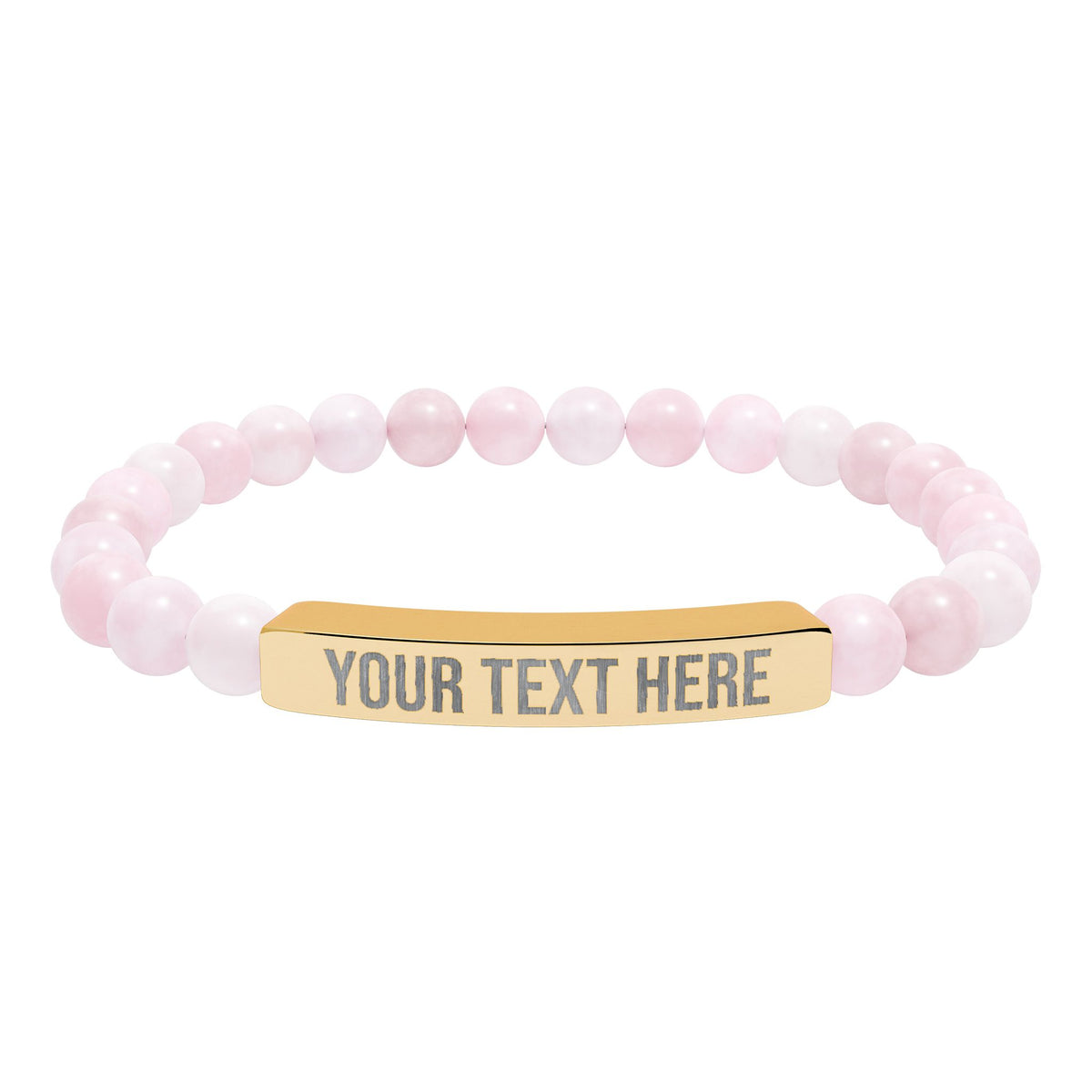 PERSONALIZED TEXT ENGRAVED NATURAL STONE BAR BRACELET
