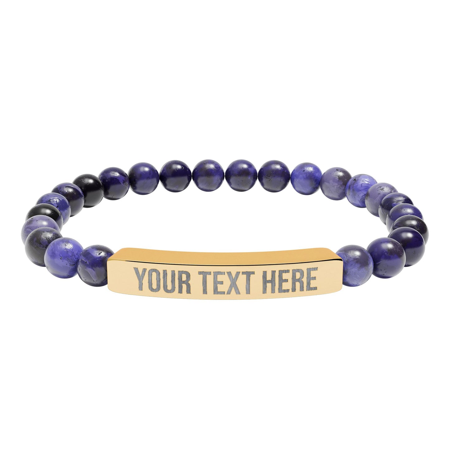 PERSONALIZED TEXT ENGRAVED NATURAL STONE BAR BRACELET
