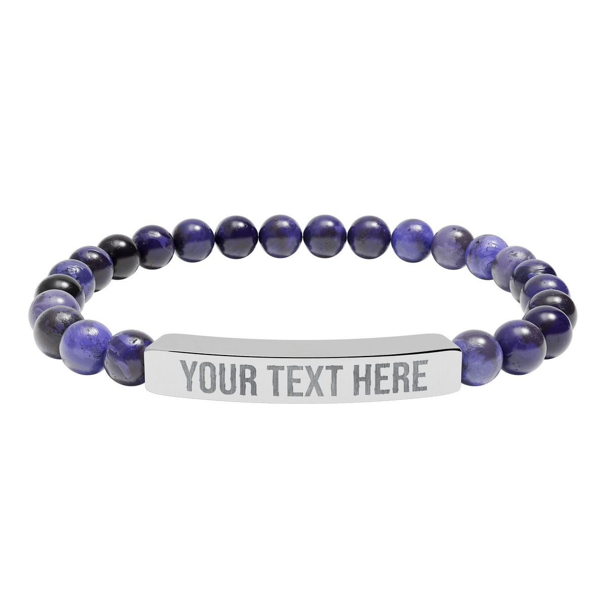 PERSONALIZED TEXT ENGRAVED NATURAL STONE BAR BRACELET