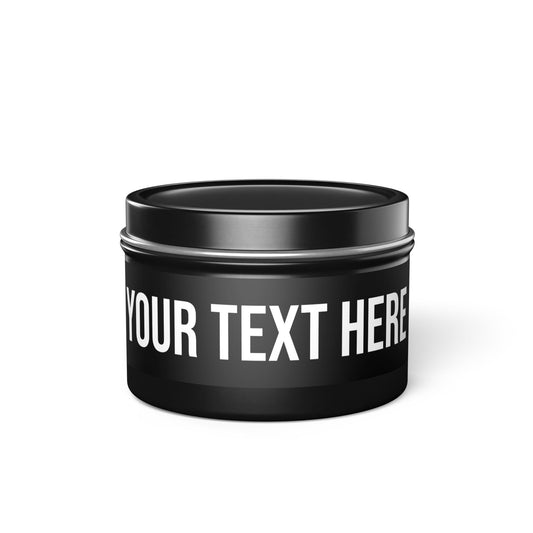 PERSONALIZED TEXT LABEL TIN BLACK + WHITE