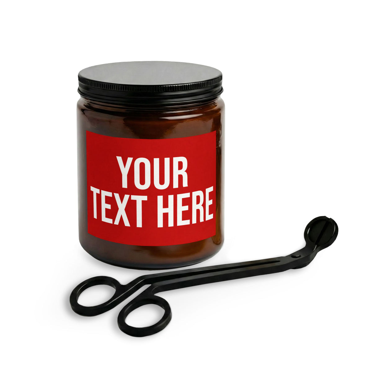 PERSONALIZED TEXT LABEL GIFT SET 4 OZ/9 OZ CLEAR/AMBER RED + WHITE