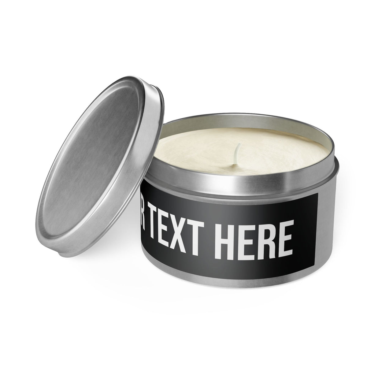 PERSONALIZED TEXT LABEL TIN BLACK + WHITE