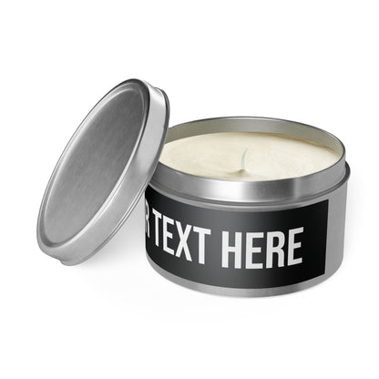 PERSONALIZED TEXT LABEL TIN BLACK + WHITE