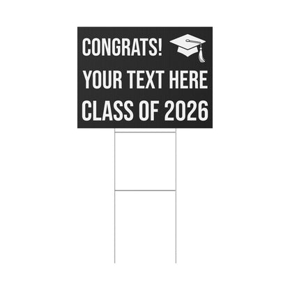 PERSONALIZED TEXT CLASS OF 2026 YARD SIGN BLACK + WHITE