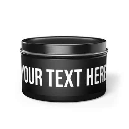 PERSONALIZED TEXT LABEL TIN BLACK + WHITE