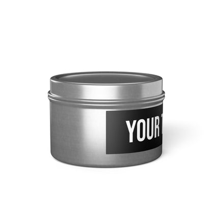 PERSONALIZED TEXT LABEL TIN BLACK + WHITE