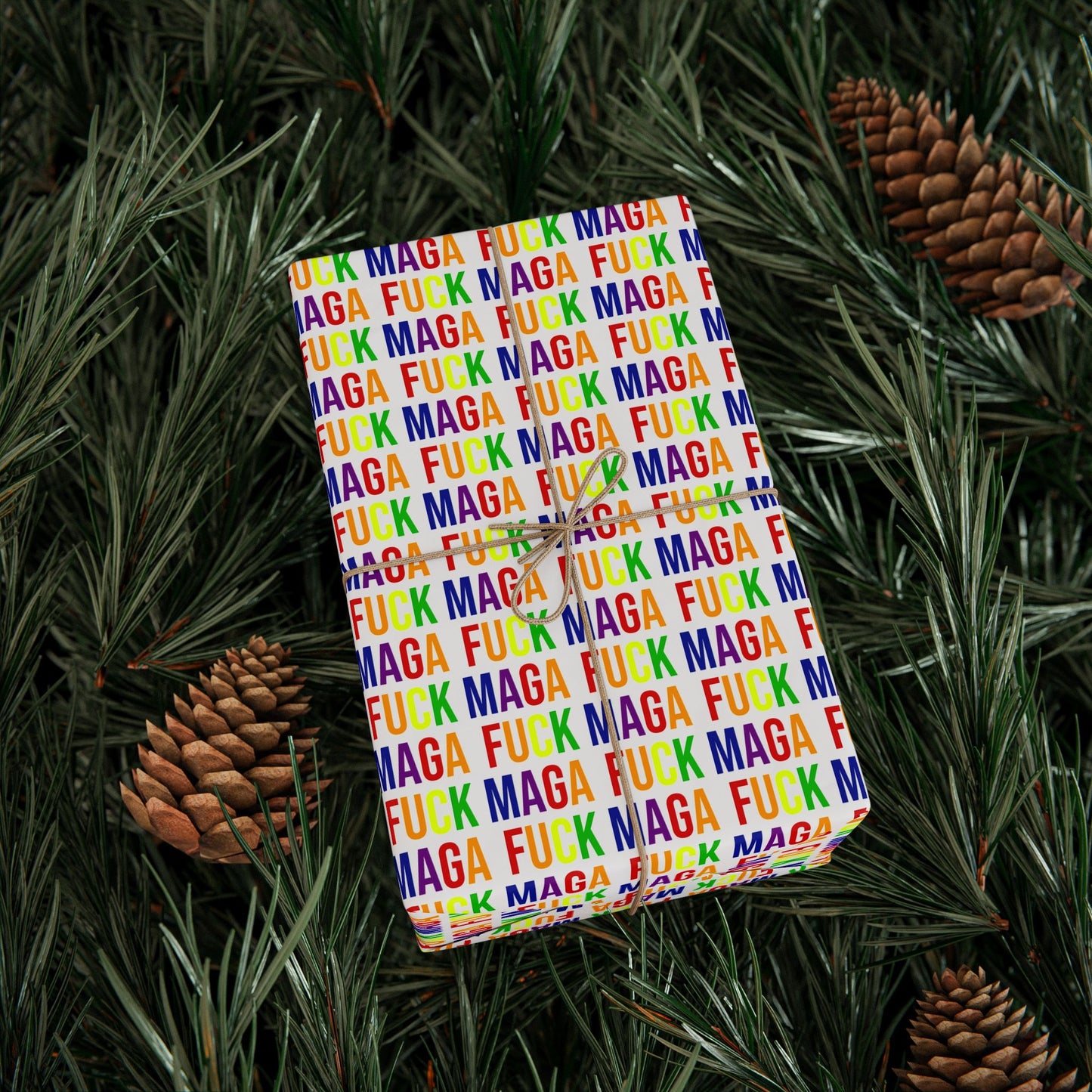 FUCK MAGA WRAPPING PAPER RAINBOW
