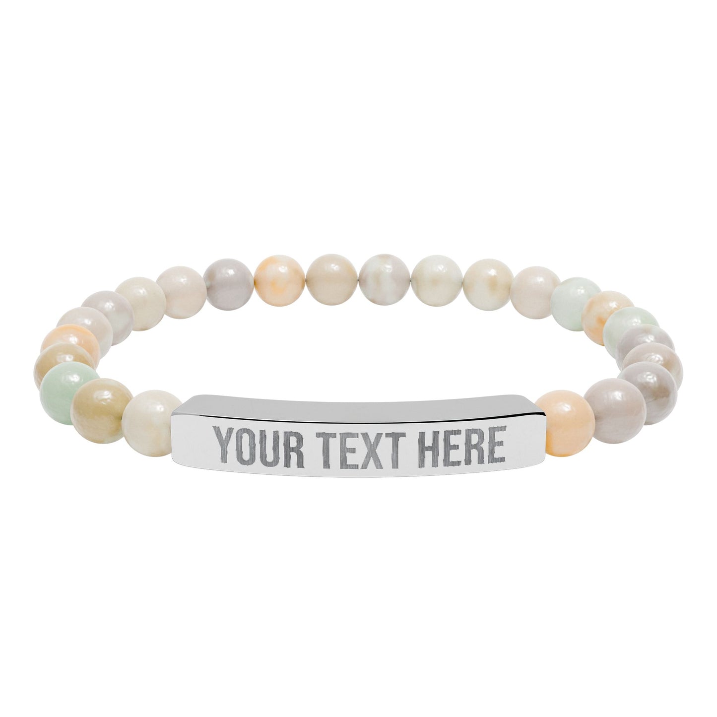 PERSONALIZED TEXT ENGRAVED NATURAL STONE BAR BRACELET
