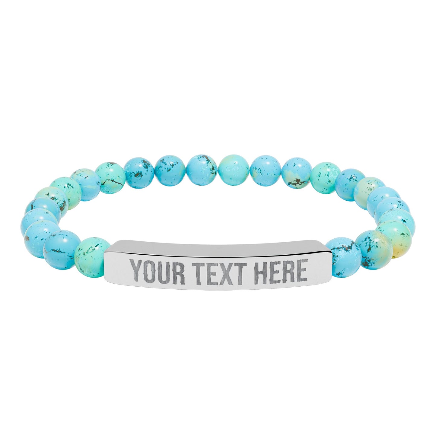 PERSONALIZED TEXT ENGRAVED NATURAL STONE BAR BRACELET
